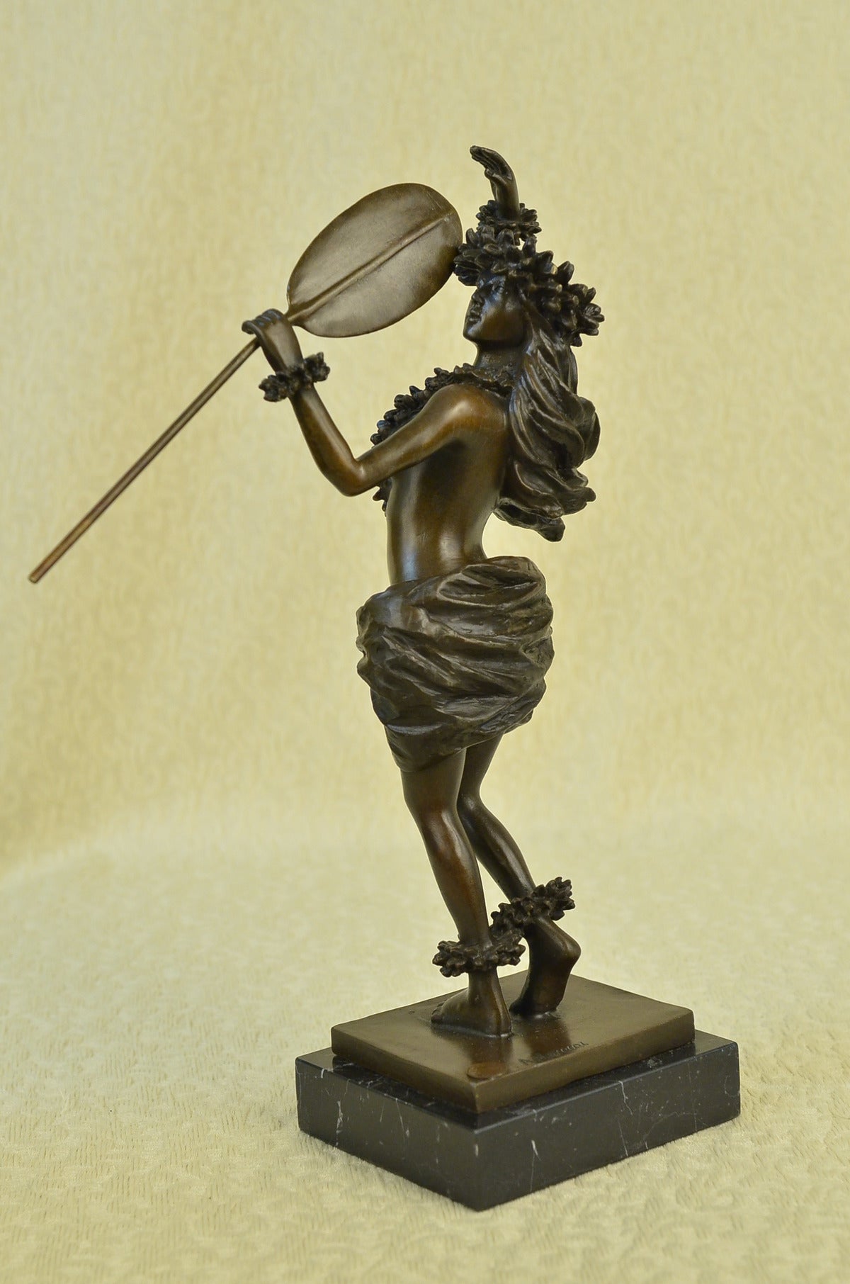 Handcrafted Bronze Sculpture “Hula Wahine” – Nude Semi-Deco Art Marble Statue | Limited-Time Sale