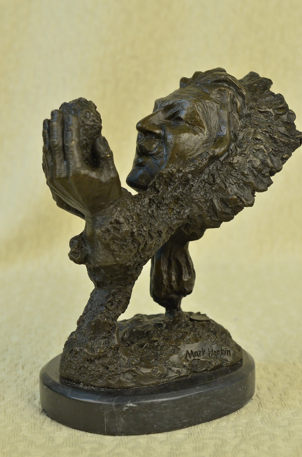 Mark Hopkins Indian Magic Bronze Sculpture Marble Base Figurine Figure Statue