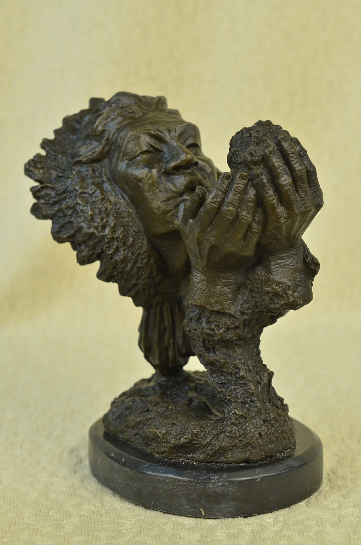 Mark Hopkins Indian Magic Bronze Sculpture Marble Base Figurine Figure Statue