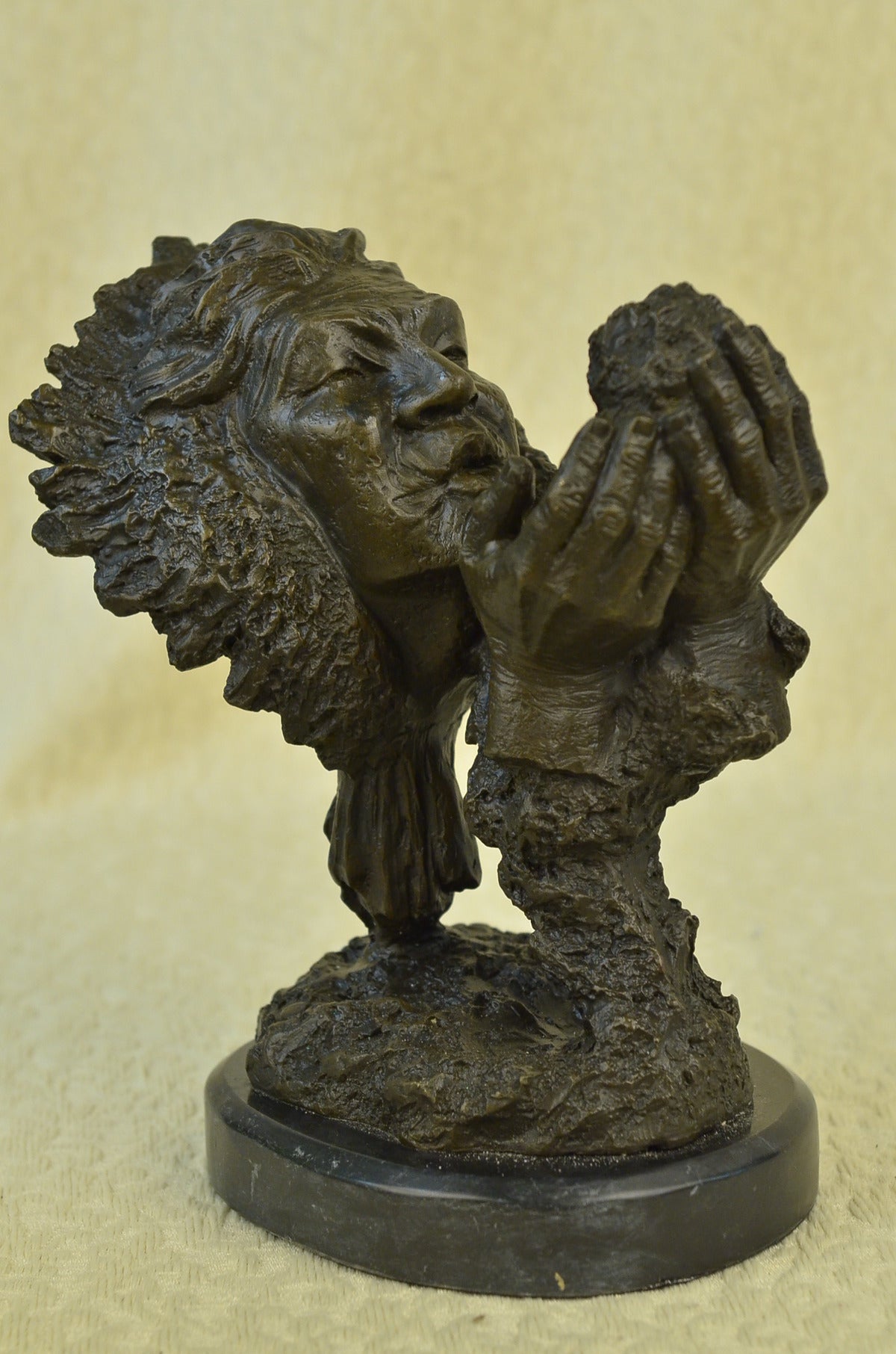 Mark Hopkins Indian Magic Bronze Sculpture Marble Base Figurine Figure Statue