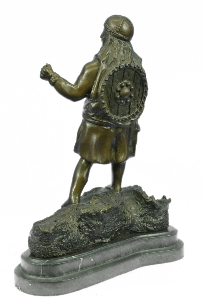 Handcrafted bronze sculpture SALE Warrior Sword With Viking Miles Chris Signed