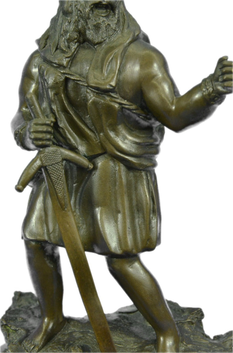 Handcrafted bronze sculpture SALE Warrior Sword With Viking Miles Chris Signed