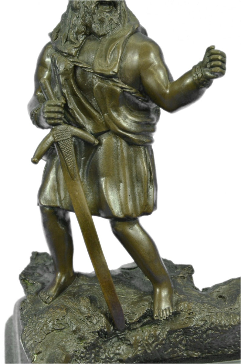 Handcrafted bronze sculpture SALE Warrior Sword With Viking Miles Chris Signed