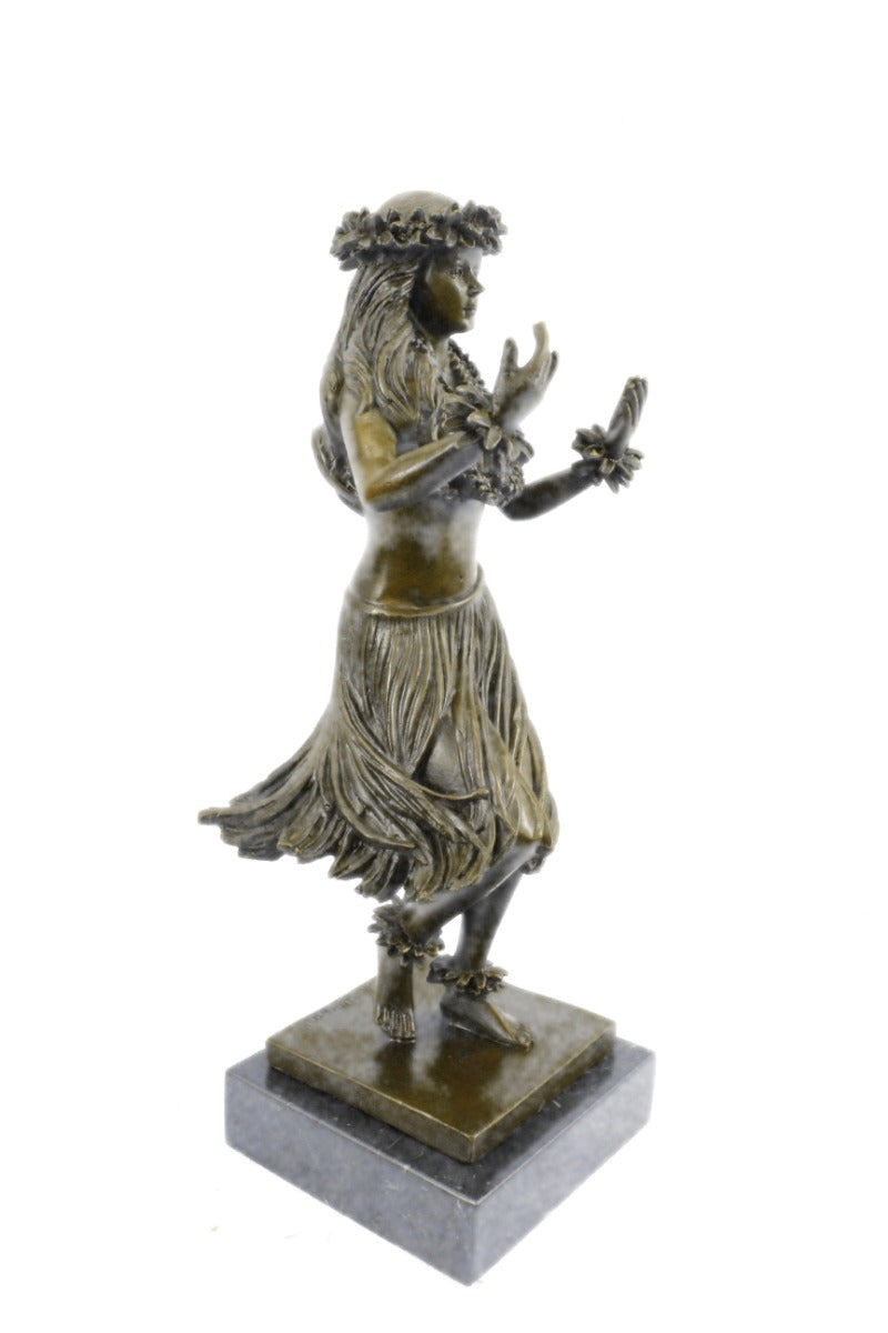 Buy Hawaiian Girl Art Deco Bronze Sculpture by Milo – A Stunning Hula Dancer Figurine Inspired by Island Grace