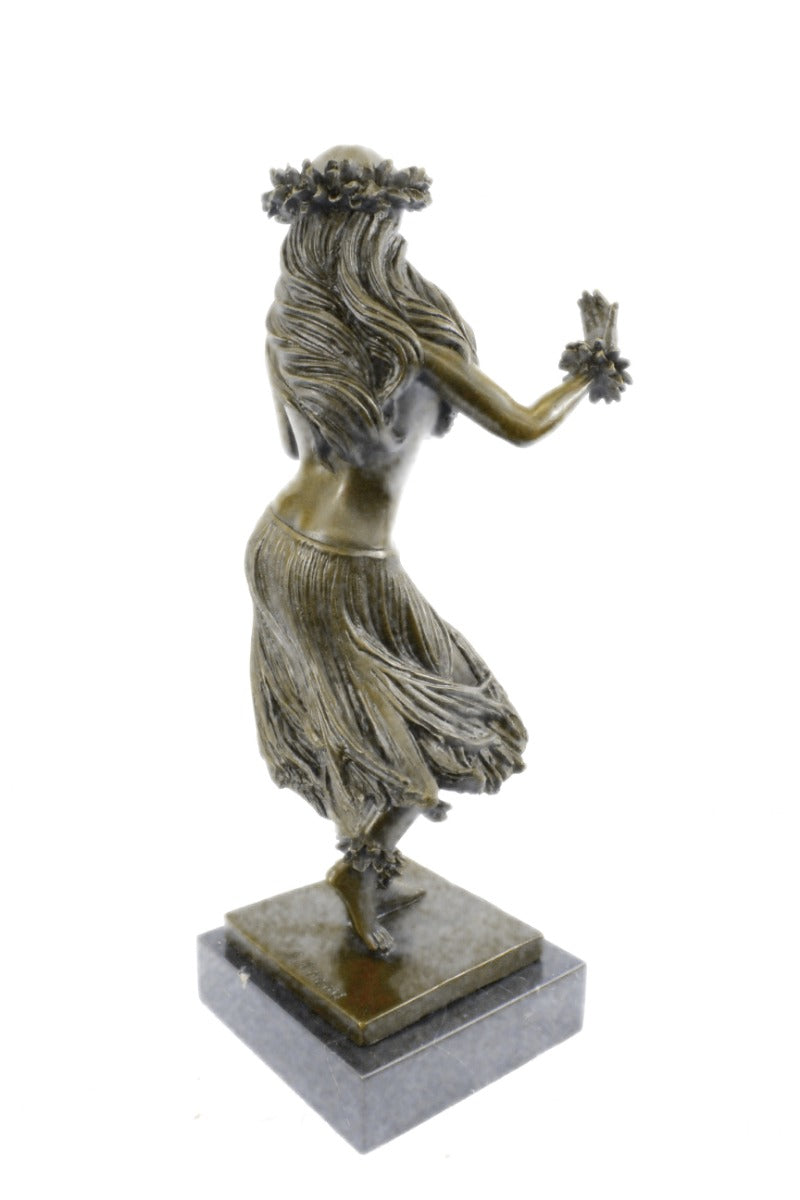 Buy Hawaiian Girl Art Deco Bronze Sculpture by Milo – A Stunning Hula Dancer Figurine Inspired by Island Grace