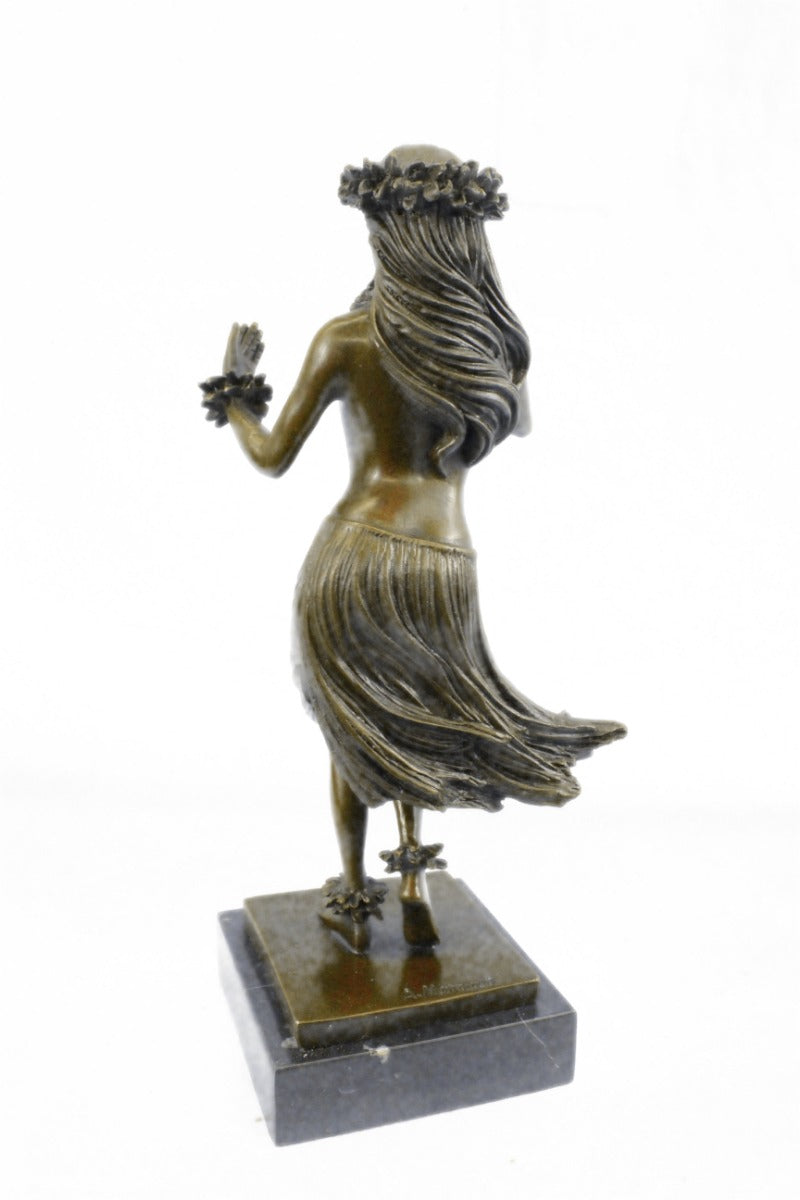 Buy Hawaiian Girl Art Deco Bronze Sculpture by Milo – A Stunning Hula Dancer Figurine Inspired by Island Grace