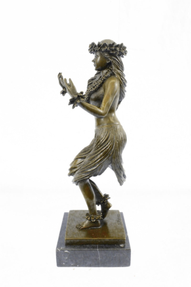 Buy Hawaiian Girl Art Deco Bronze Sculpture by Milo – A Stunning Hula Dancer Figurine Inspired by Island Grace