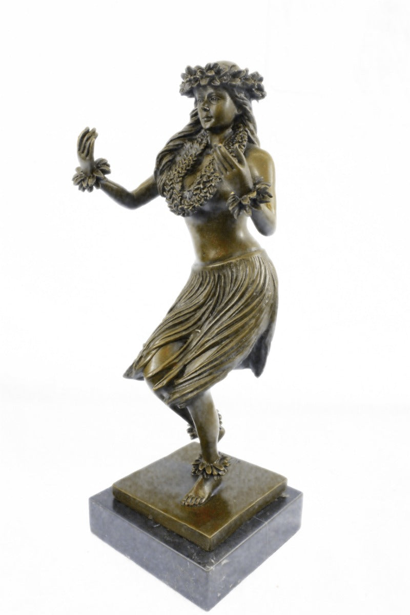 Buy Hawaiian Girl Art Deco Bronze Sculpture by Milo – A Stunning Hula Dancer Figurine Inspired by Island Grace