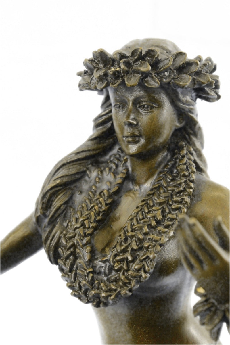 Buy Hawaiian Girl Art Deco Bronze Sculpture by Milo – A Stunning Hula Dancer Figurine Inspired by Island Grace
