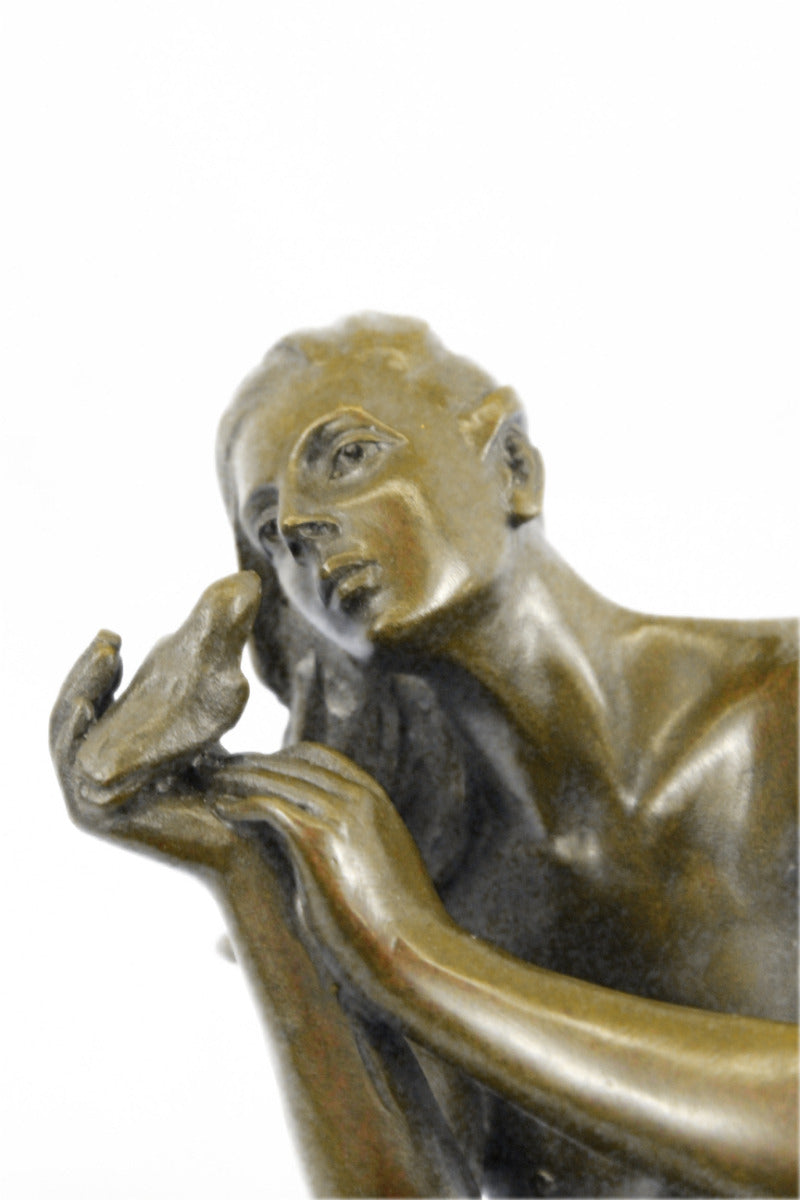 Handcrafted bronze sculpture SALE Holding Female Nude Mavchi Original Signed