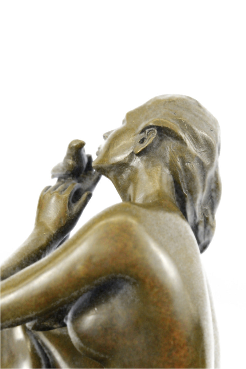 Handcrafted bronze sculpture SALE Holding Female Nude Mavchi Original Signed
