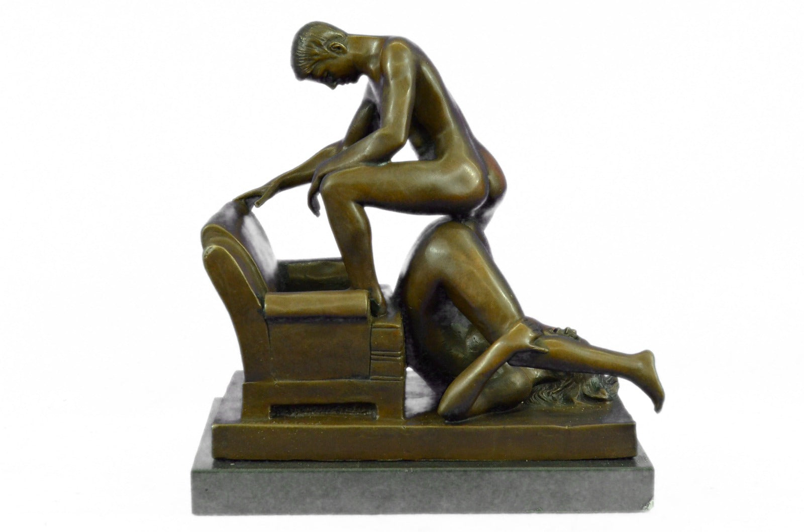 Bronze Sculpture Male and Female in a Heated Moment Hot Cast Figurine Figure Art