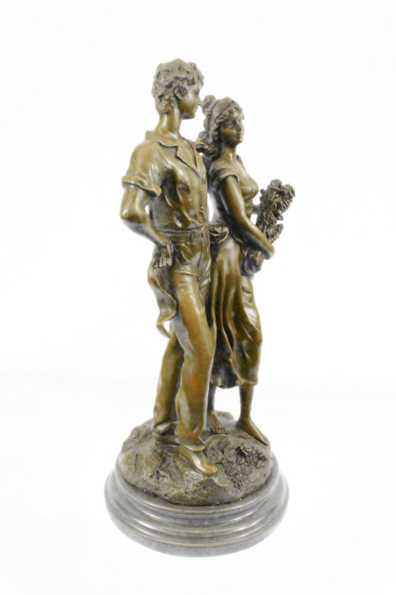 Handcrafted bronze sculpture SALE Pair Signed Gift Valentine Nouveau Deco Art