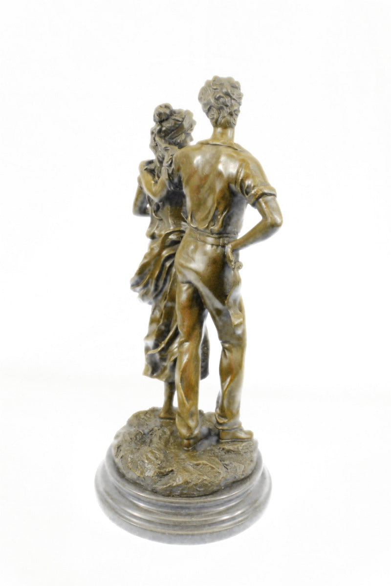 Handcrafted bronze sculpture SALE Pair Signed Gift Valentine Nouveau Deco Art