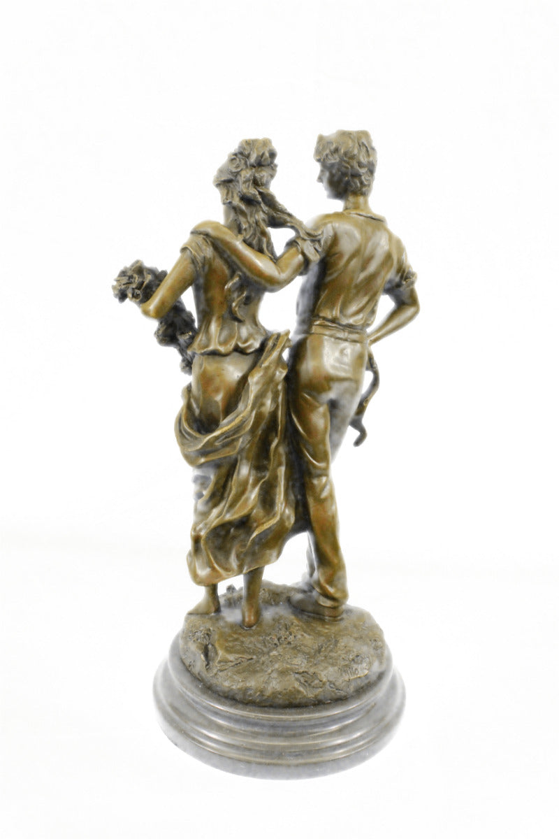 Handcrafted bronze sculpture SALE Pair Signed Gift Valentine Nouveau Deco Art