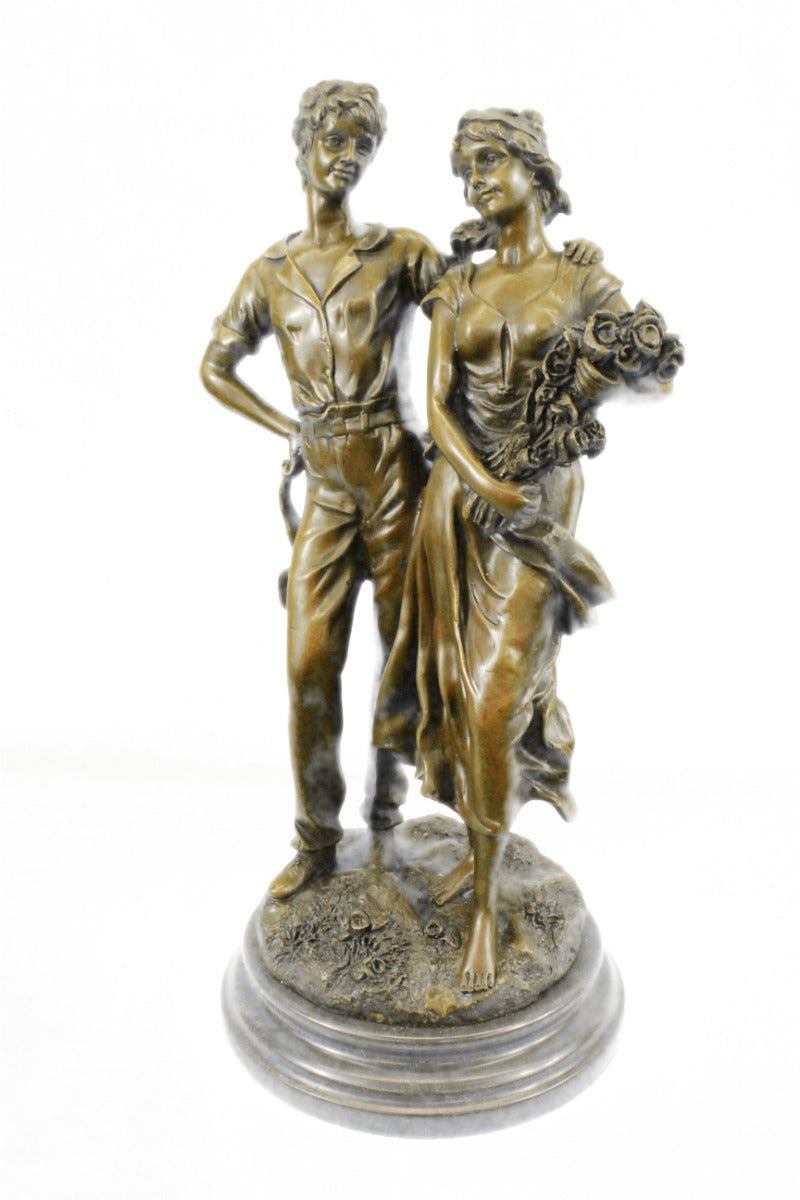 Handcrafted bronze sculpture SALE Pair Signed Gift Valentine Nouveau Deco Art