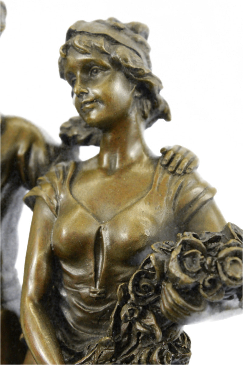 Handcrafted bronze sculpture SALE Pair Signed Gift Valentine Nouveau Deco Art
