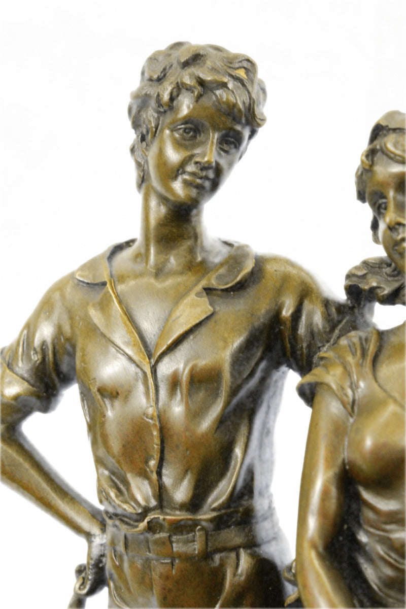 Handcrafted bronze sculpture SALE Pair Signed Gift Valentine Nouveau Deco Art