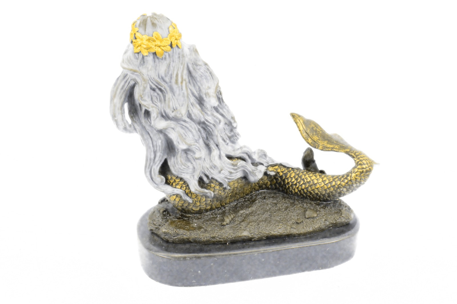 Handcrafted bronze sculpture SALE Fantasy Mermaid Gilt Patina Special Deco Art