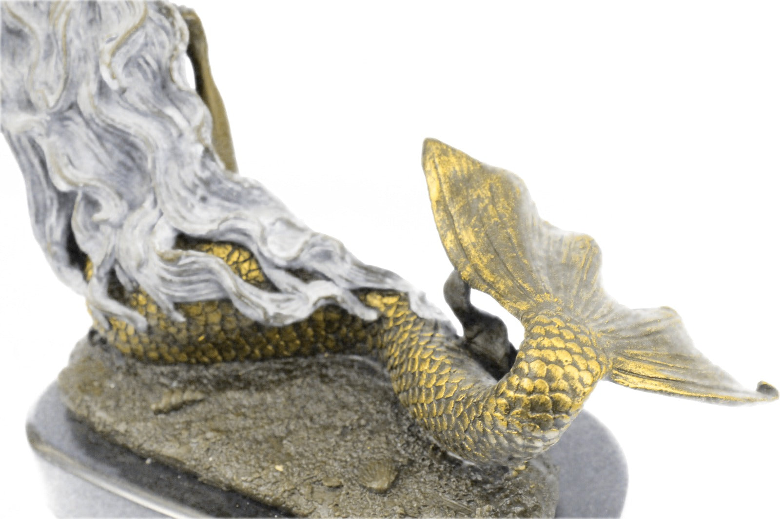 Handcrafted bronze sculpture SALE Fantasy Mermaid Gilt Patina Special Deco Art