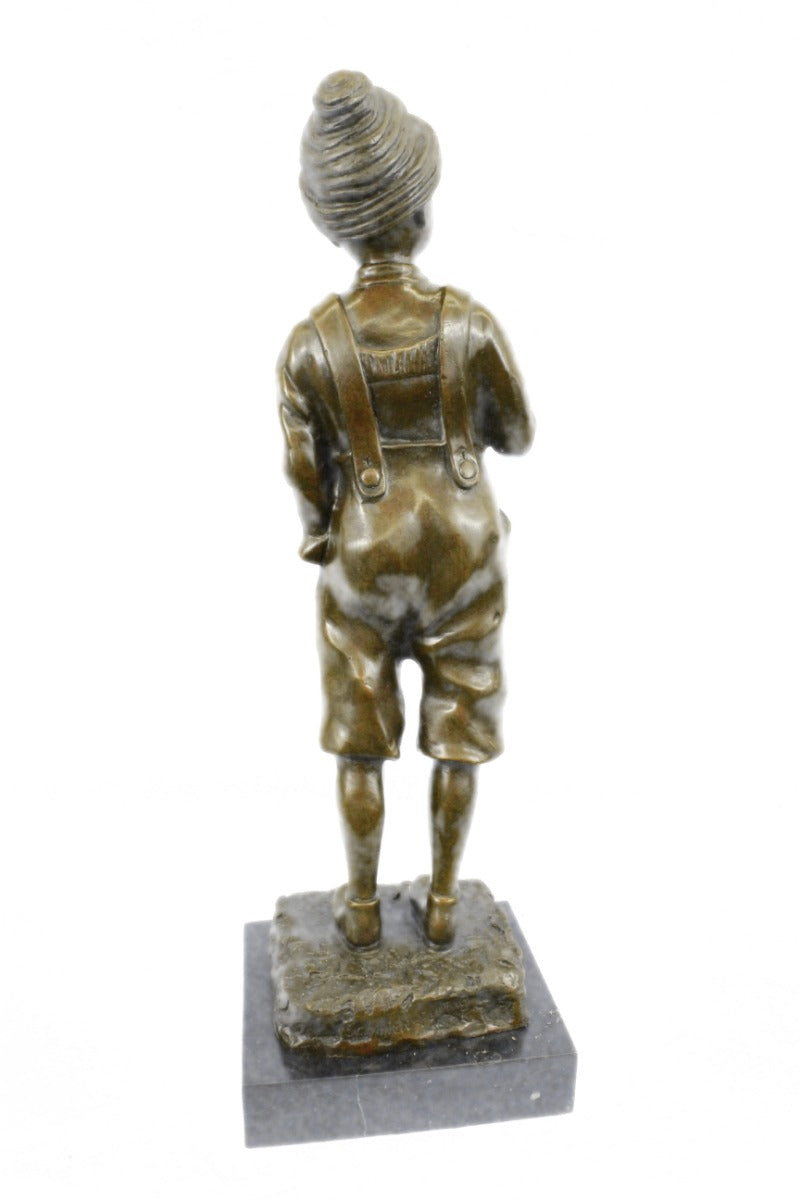 Handcrafted 100% Solid bronze sculpture SALE Boy Smoking Large Art Deco