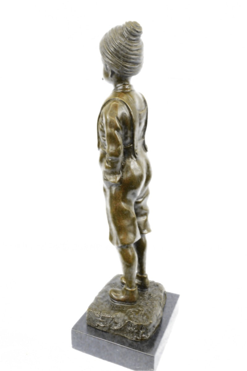 Handcrafted 100% Solid bronze sculpture SALE Boy Smoking Large Art Deco