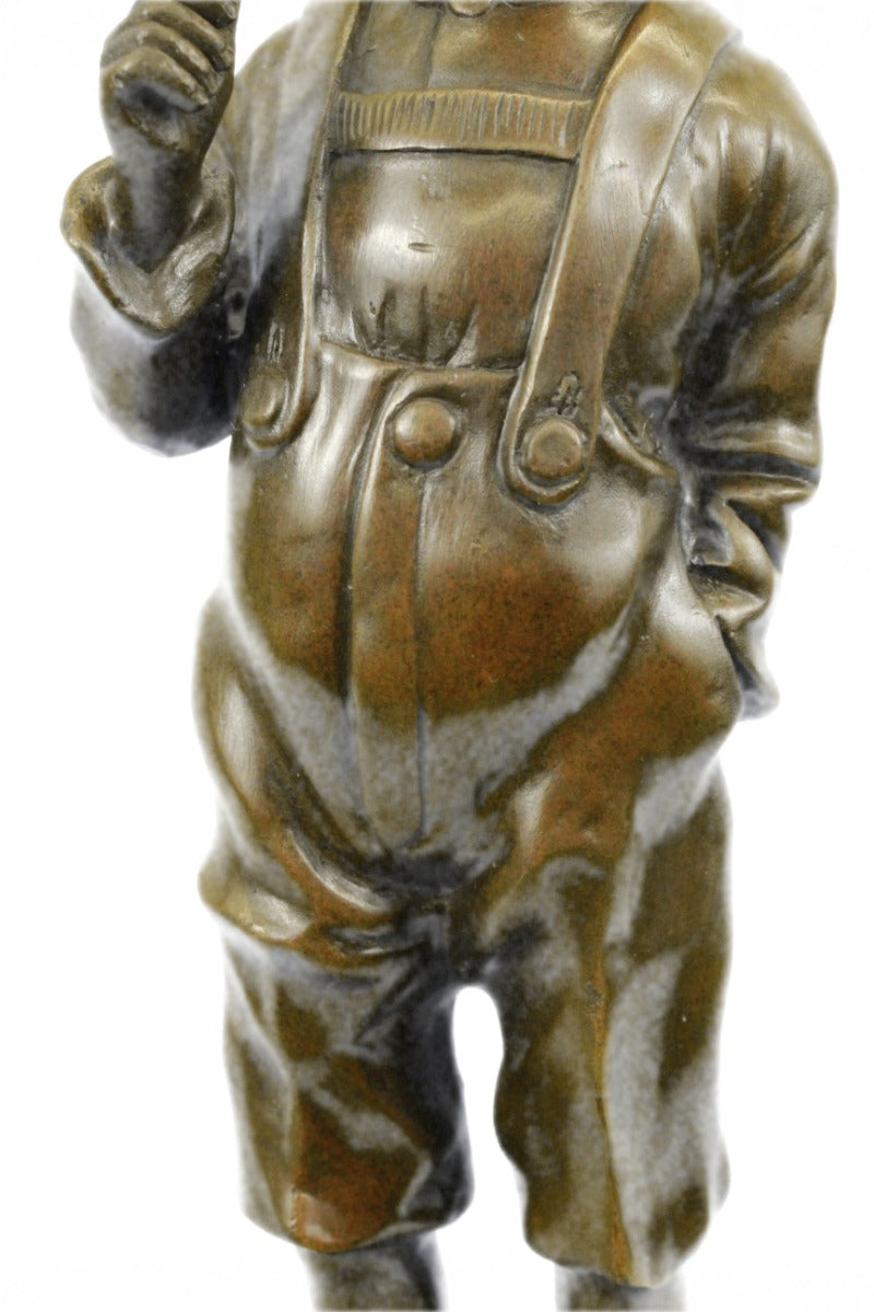 Handcrafted 100% Solid bronze sculpture SALE Boy Smoking Large Art Deco