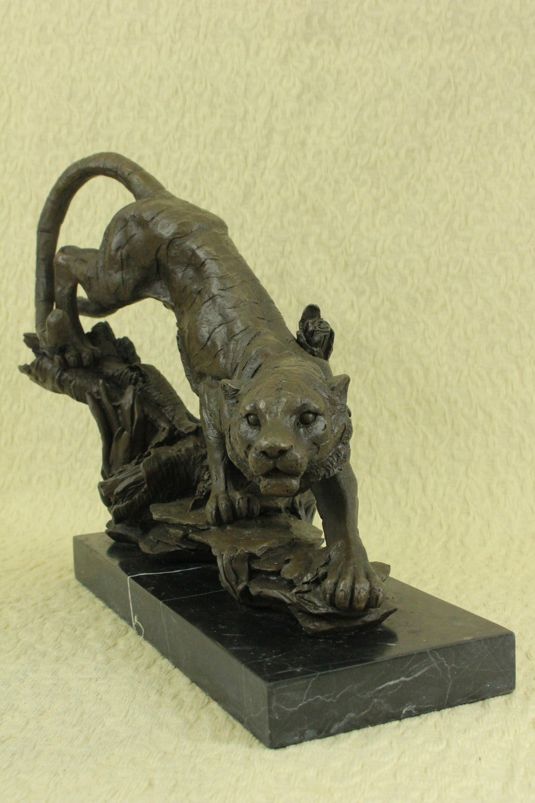 Handcrafted bronze sculpture SALE Tree On Cat African Wild Panther Barye Signed
