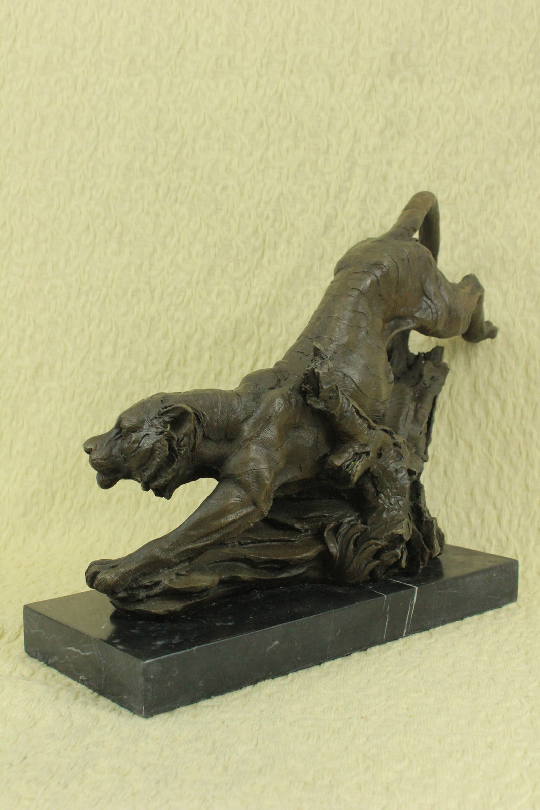 Handcrafted bronze sculpture SALE Tree On Cat African Wild Panther Barye Signed