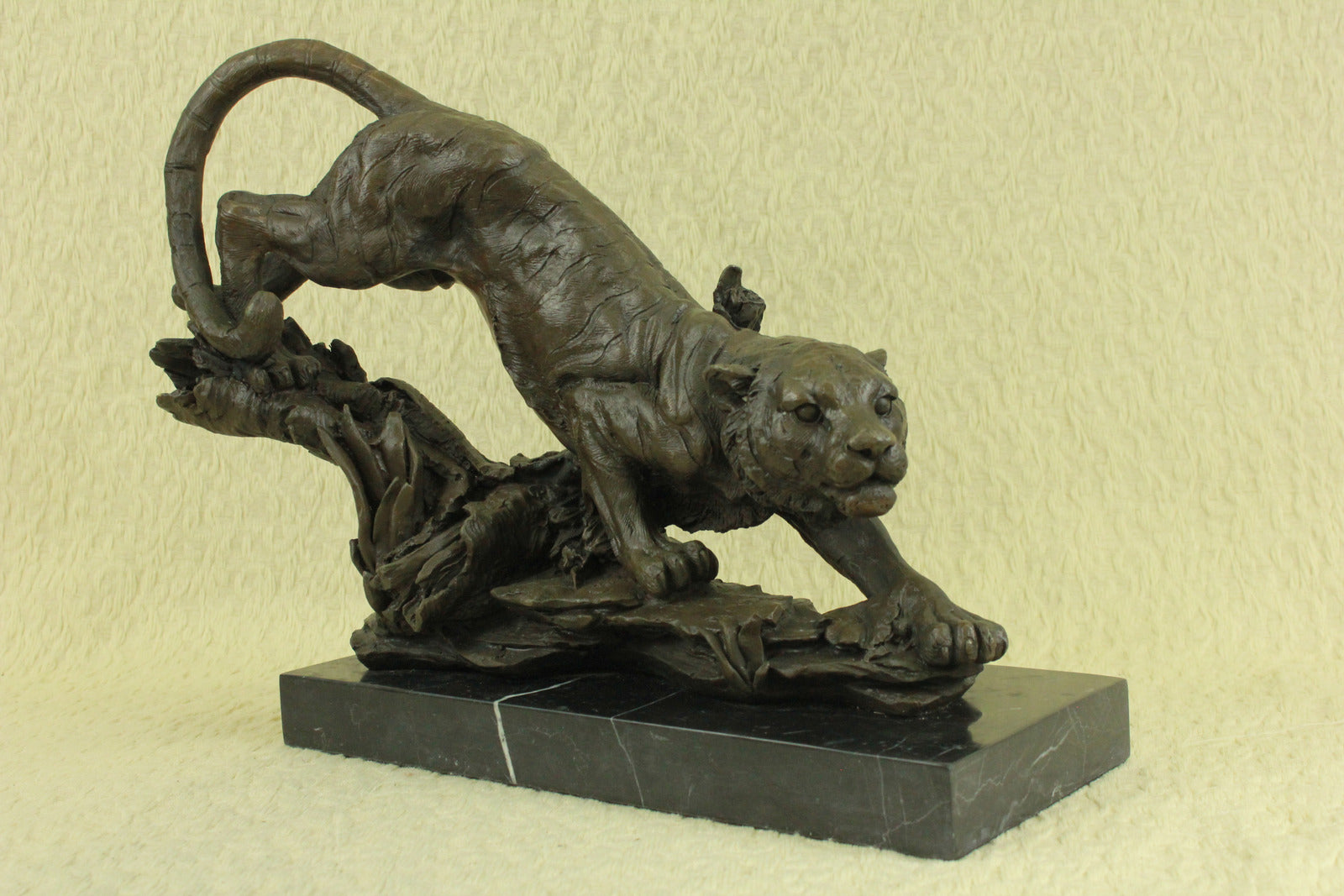 Handcrafted bronze sculpture SALE Tree On Cat African Wild Panther Barye Signed