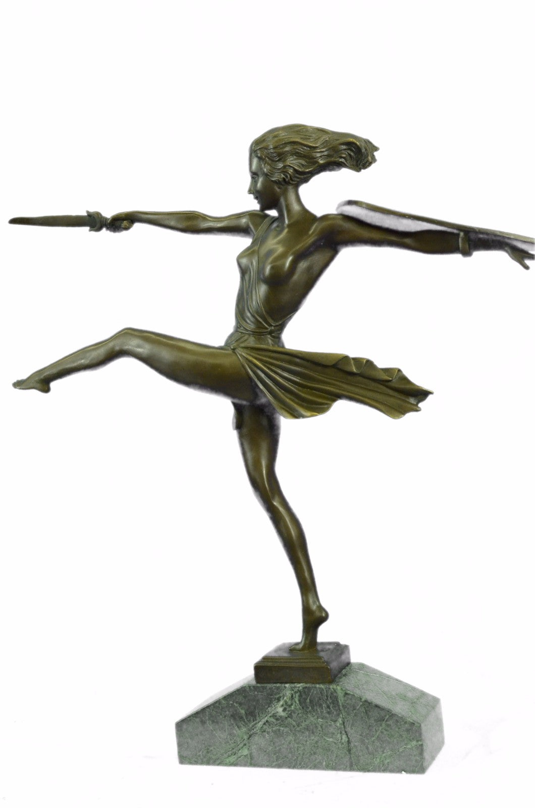 BRONZE ART DECO AMAZON SIGNED WOMAN GIRL FEMALE WARRIOR HOT CAST SCULPTURE SALE