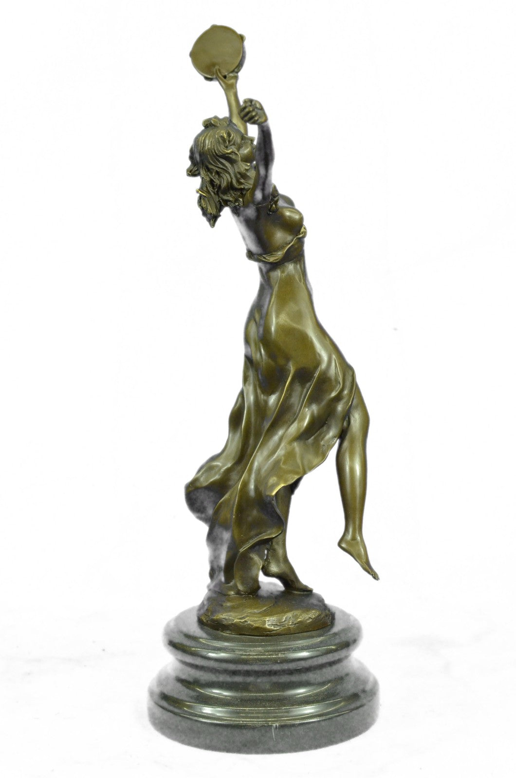 Art Nouveau Tambourine Dancer Bronze Sculpture Detailed Museum Quality Artwork