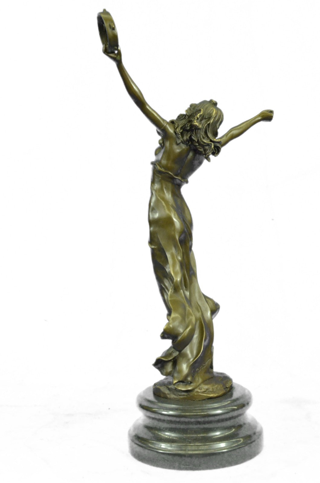 Art Nouveau Tambourine Dancer Bronze Sculpture Detailed Museum Quality Artwork