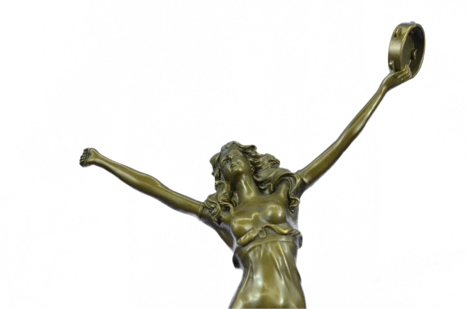 Art Nouveau Tambourine Dancer Bronze Sculpture Detailed Museum Quality Artwork