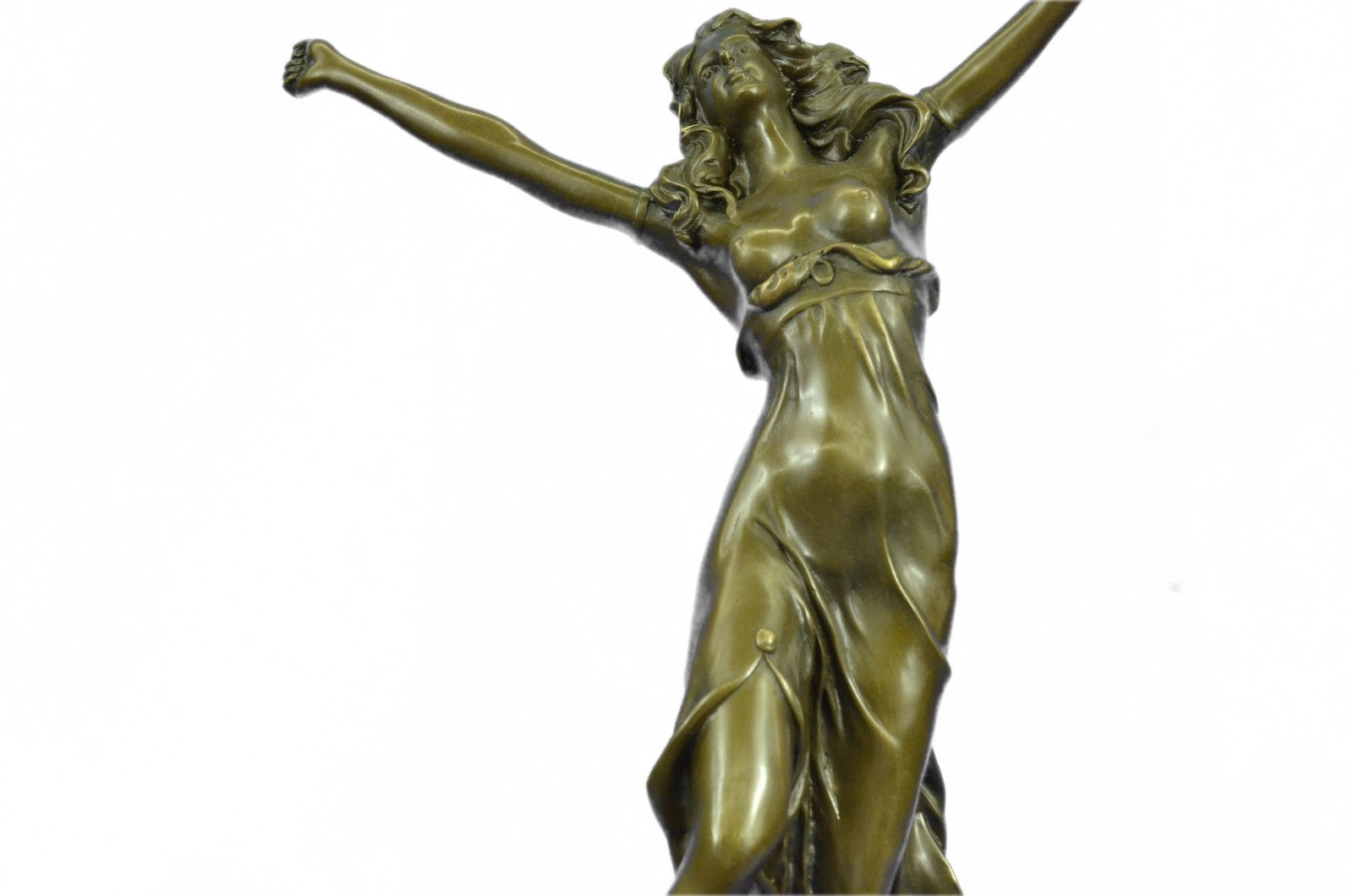 Art Nouveau Tambourine Dancer Bronze Sculpture Detailed Museum Quality Artwork