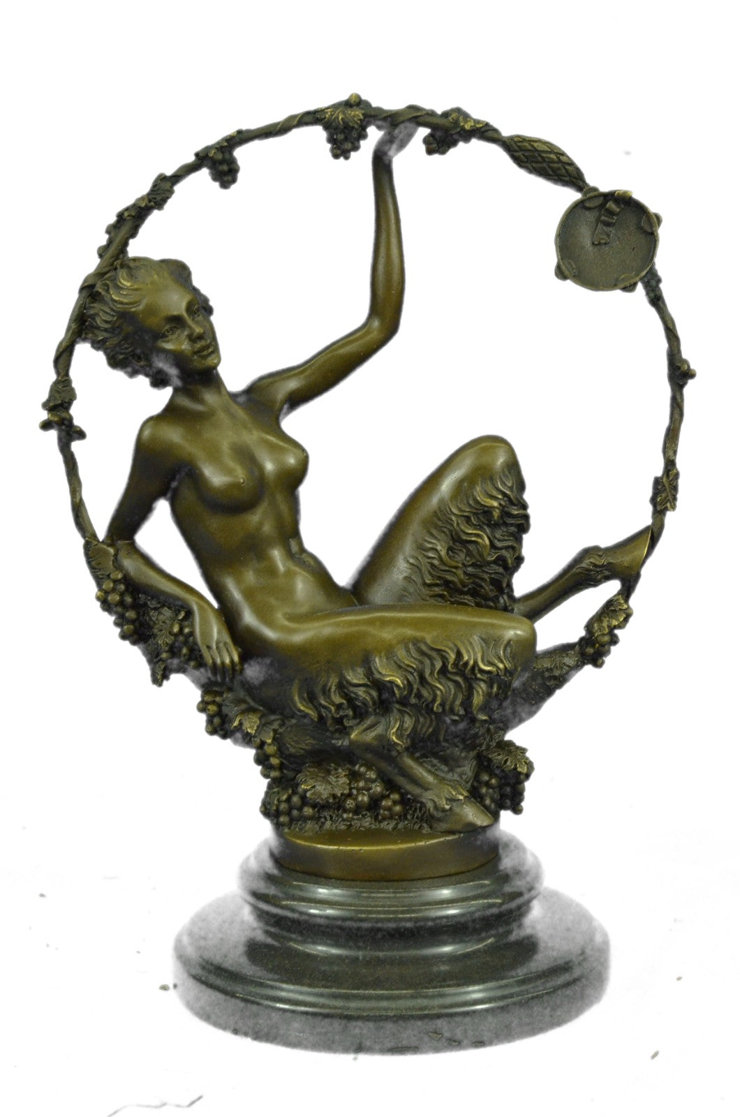BRONZE NUDE FEMALE WOMAN GIRL SCULPTURE FAUN MYTHOLOGY SATYR STATUE COLLECTOR ED