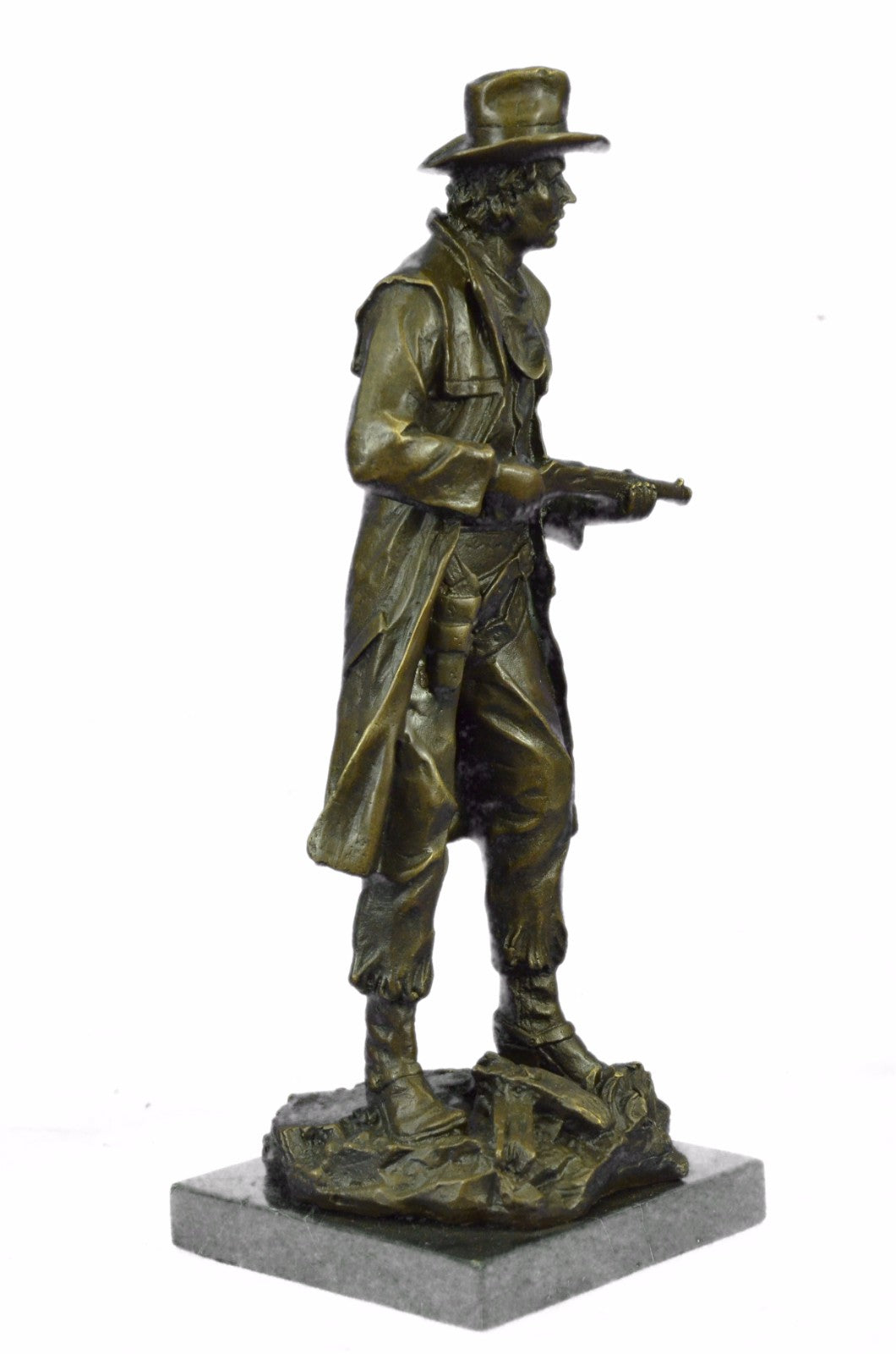 Original Western Art Cowboy Holding Gun Bronze Sculpture Statue Decor Figurine