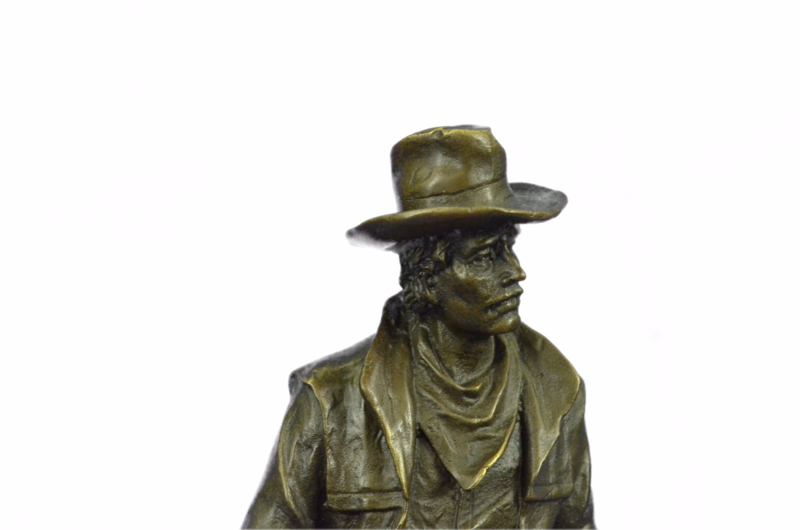 Original Western Art Cowboy Holding Gun Bronze Sculpture Statue Decor Figurine