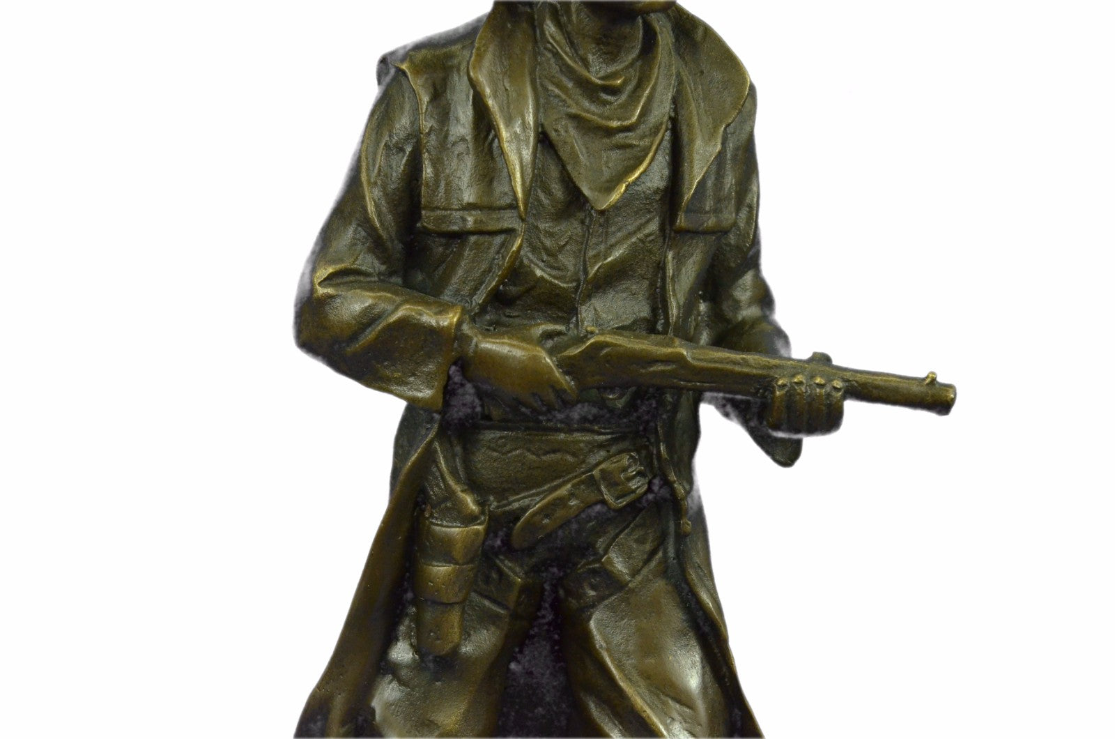 Original Western Art Cowboy Holding Gun Bronze Sculpture Statue Decor Figurine