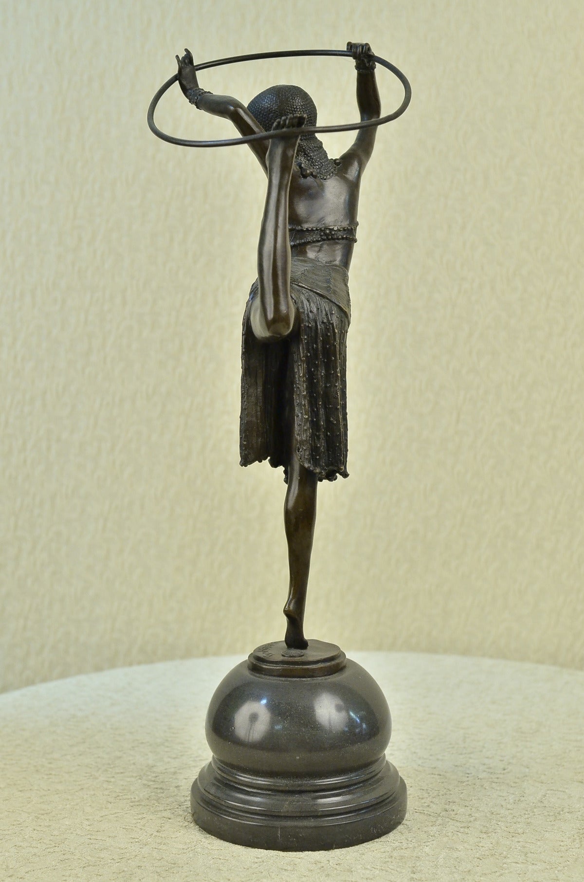 Vintage French Art Deco Bronze & Marble Sculpture of Dancer Chiparus Figurine