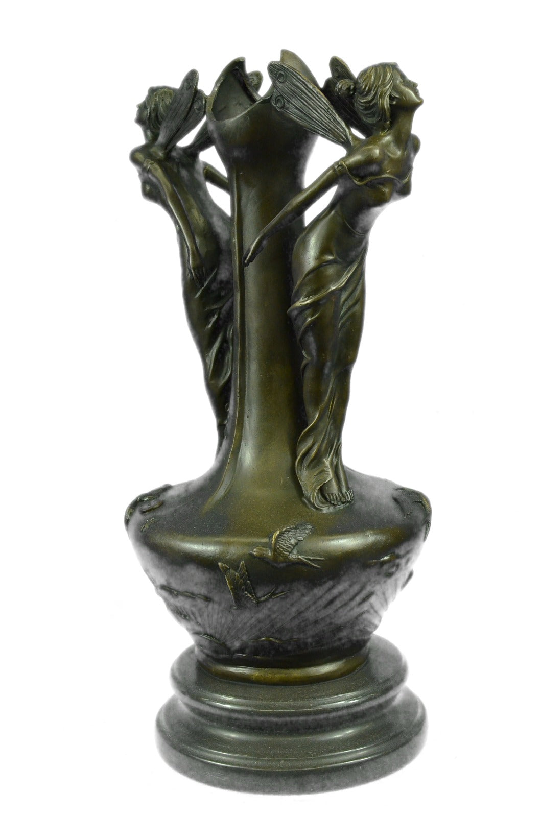 Two Fairy Angel Bronze Vase Figural Sculpture by Moreau Hot Cast Home Decoration