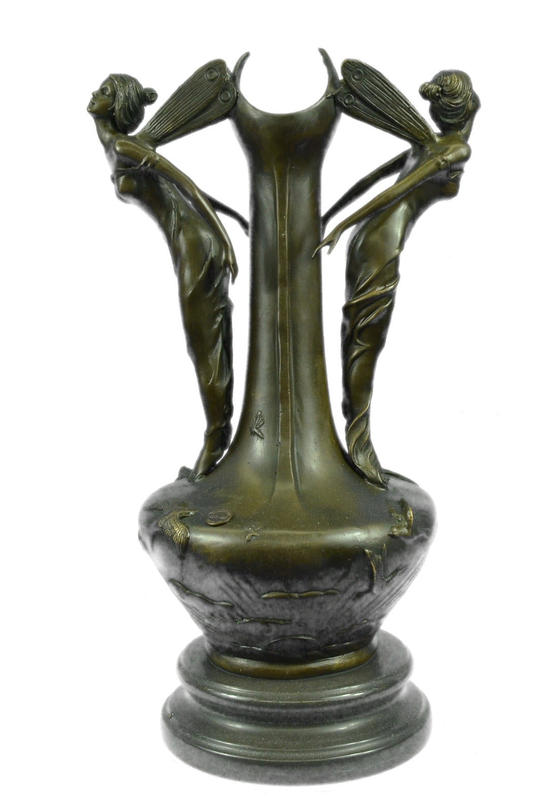 Two Fairy Angel Bronze Vase Figural Sculpture by Moreau Hot Cast Home Decoration