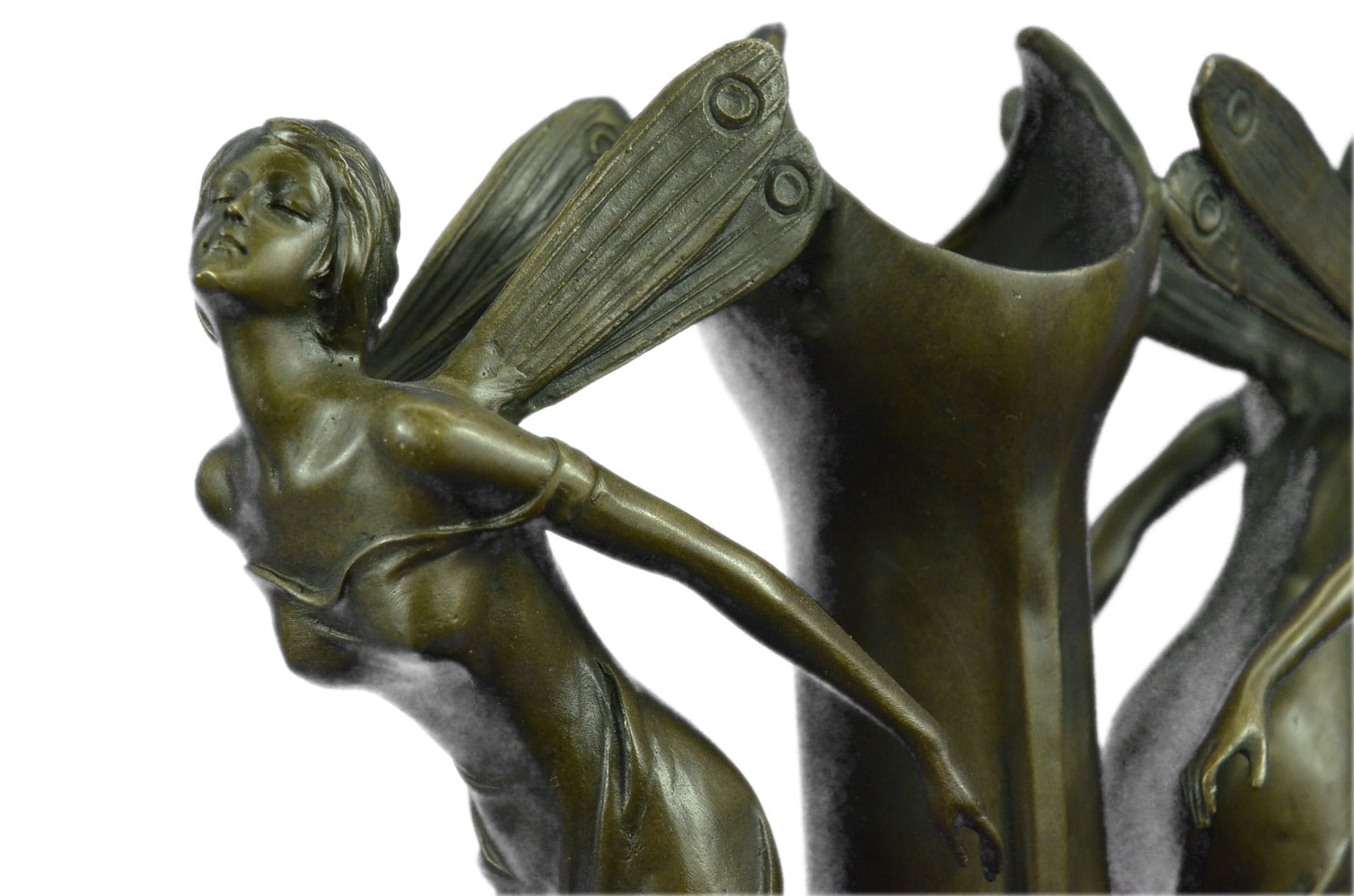 Two Fairy Angel Bronze Vase Figural Sculpture by Moreau Hot Cast Home Decoration