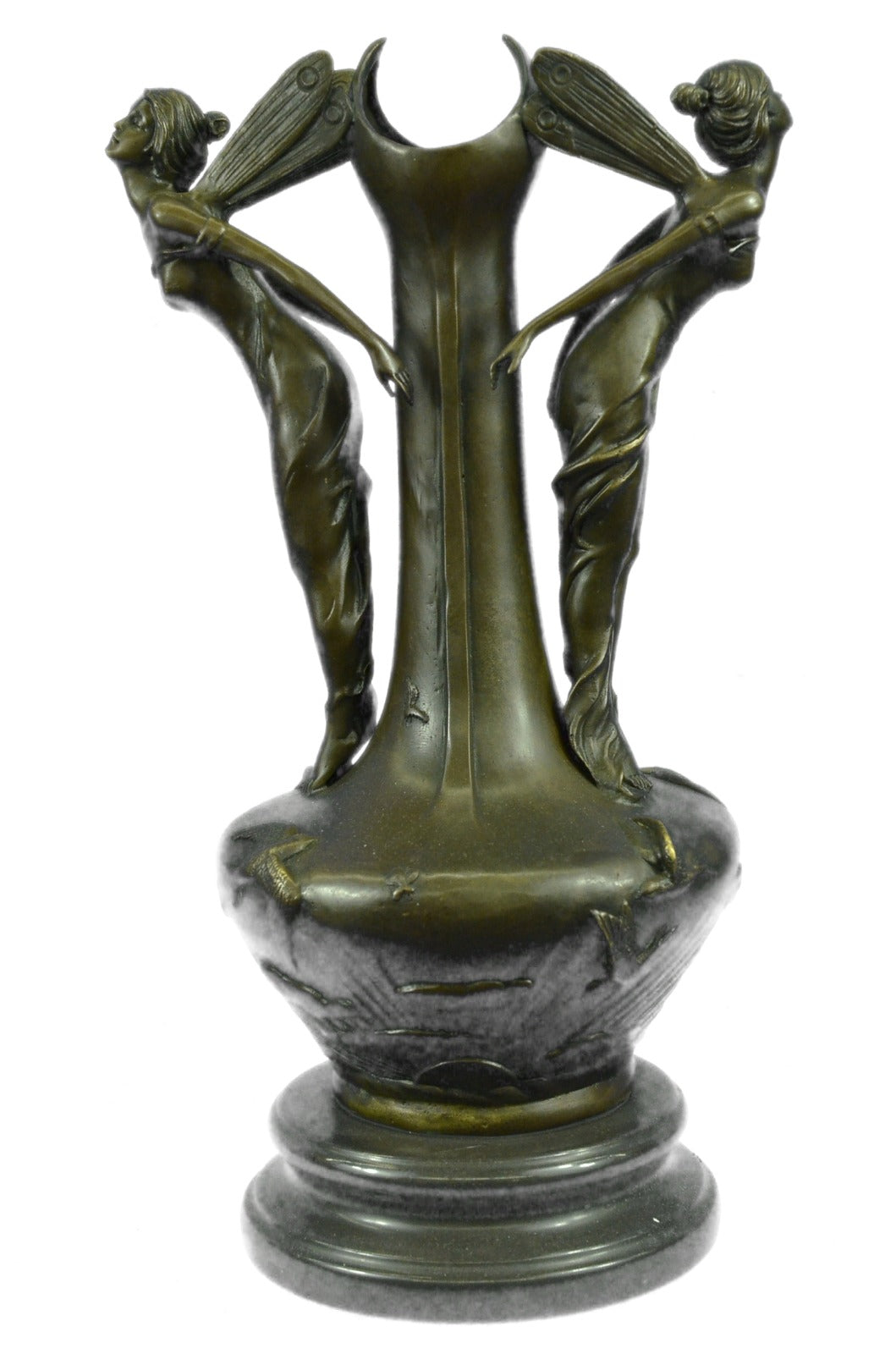 Two Fairy Angel Bronze Vase Figural Sculpture by Moreau Hot Cast Home Decoration