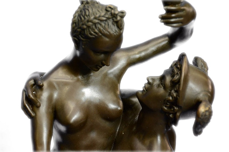 Sculpture depicts a very rare scene: Mercury (Hermes) conveying Pandora Bronze