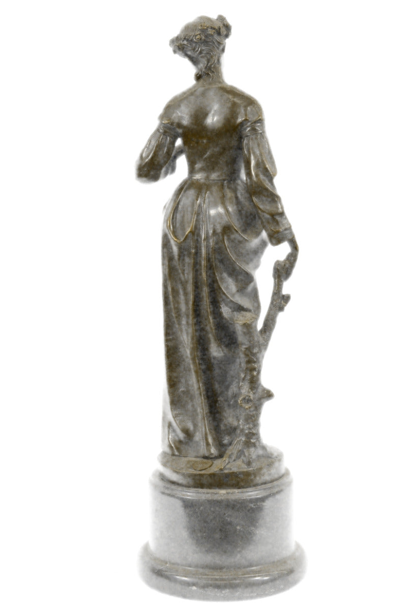 Young Girl Stands In Garden Handcrafted Bronze Sculpture Figure Hot Cast Art T