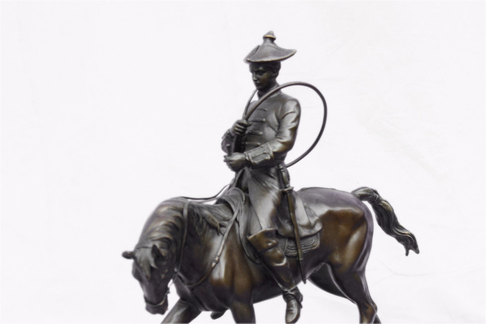 Bronze Sculpture Museum Quality Artwork Hunter with Faithful Horse Statue Gift