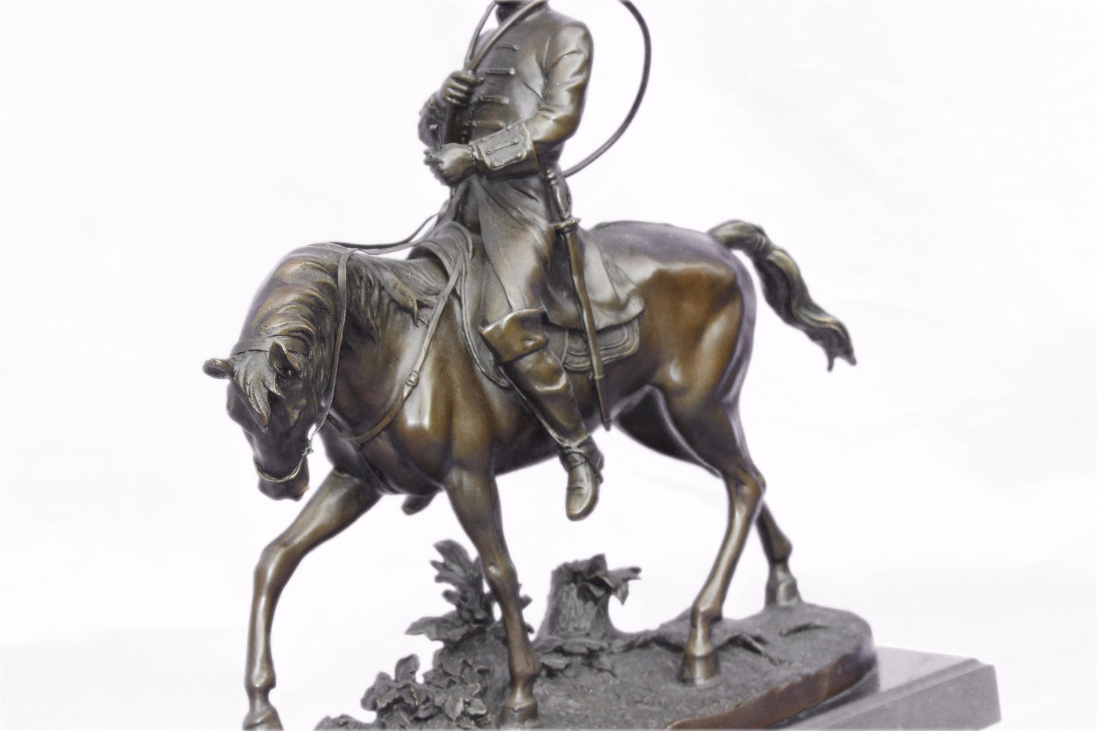 Bronze Sculpture Museum Quality Artwork Hunter with Faithful Horse Statue Gift