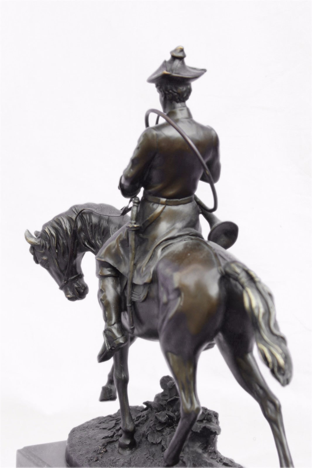 Bronze Sculpture Museum Quality Artwork Hunter with Faithful Horse Statue Gift