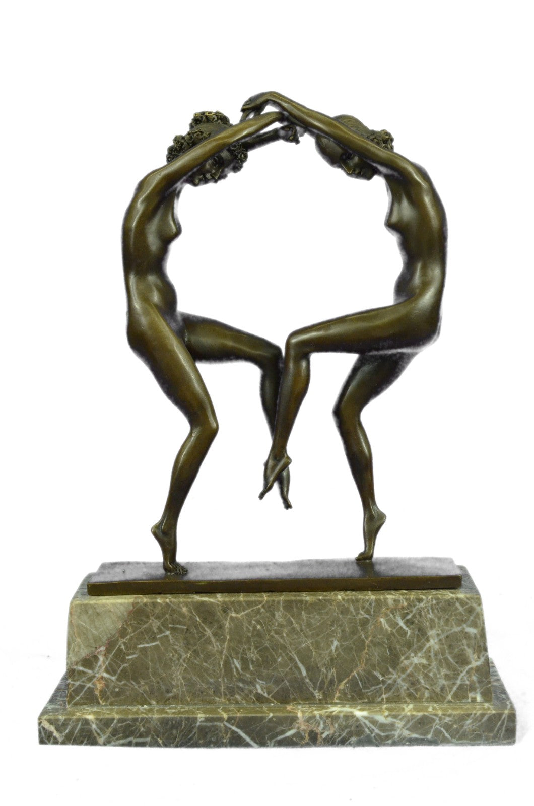 Hand Crafted Nude Naked Detailed Two Dancer Dancers Bronze Sculpture Figurine